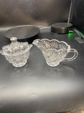 Shannon Crystal by Godinger Creamer and Covered Sugar